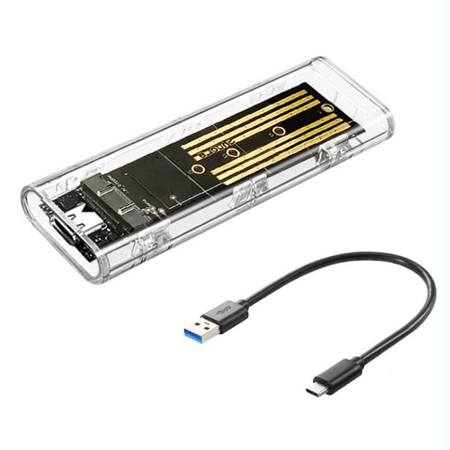 Carcasa para SSD M2 NVME, portátil, USB 3.1, tipo C, transparente, 5 Gbps, para PC