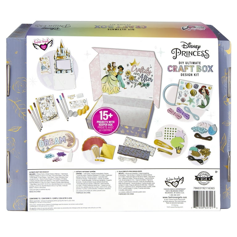 Disney Princess Girls Activity Tote Art & Craft 100 Pieces Kit Value Box,  for Child