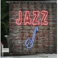 thumbnail image 4 of Ambesonne Music Shower Curtain, All Jazz Sign Brick Wall, 69"Wx75"L, Red Blue, 4 of 5
