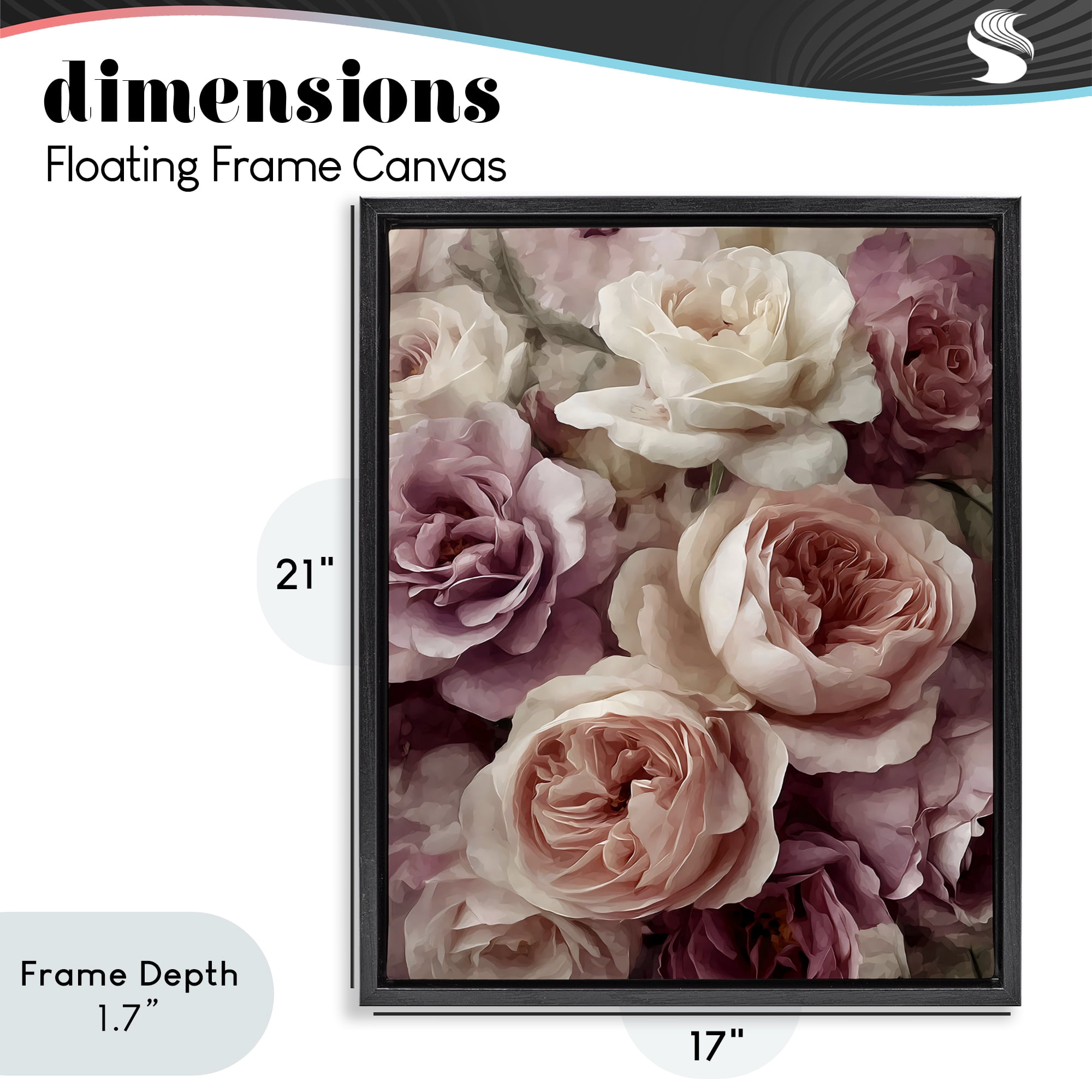 Stupell Industries Sweet Roses in Blush Pink Black Framed Floater Canvas Wall Art, design by Franklyn Gregory