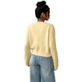 thumbnail image 4 of Cropped Cardigan Sweater Womens Lightweight Soft Knit Long Sleeve Crew Neck Button Down Dressy Cute Versatile Spring Fall Business Casual Work Travel Yellow XS, 4 of 6