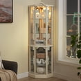 thumbnail image 2 of Leumius Glass Cabinet Lighted Corner Cabinet Corner Display Curio Cabinet, Glass Display with Light(Included)Bar Cabinet,Wine Cabinet with Adjustable Glass Shelves for Home Decor White, 2 of 9
