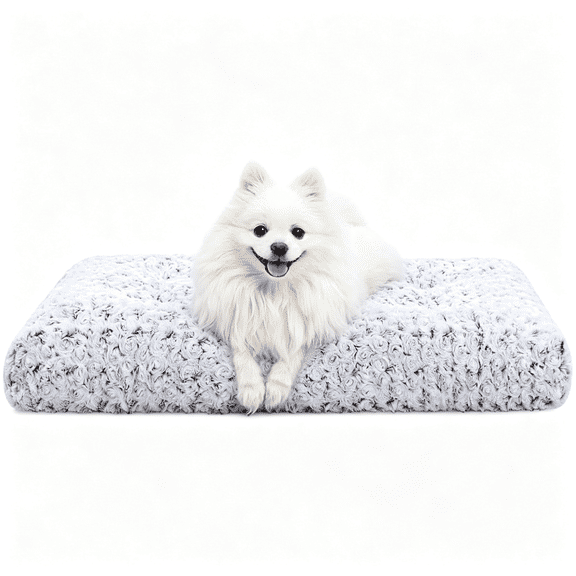 LQSEO Washable Dog Bed Deluxe Plush Dog Crate Beds Comfy Kennel Pad Anti-Slip Pet Sleeping Mat for Large, Jumbo, Medium, Small Dogs Breeds, 23" X 18", Gray Dog Beds for Small Dogs