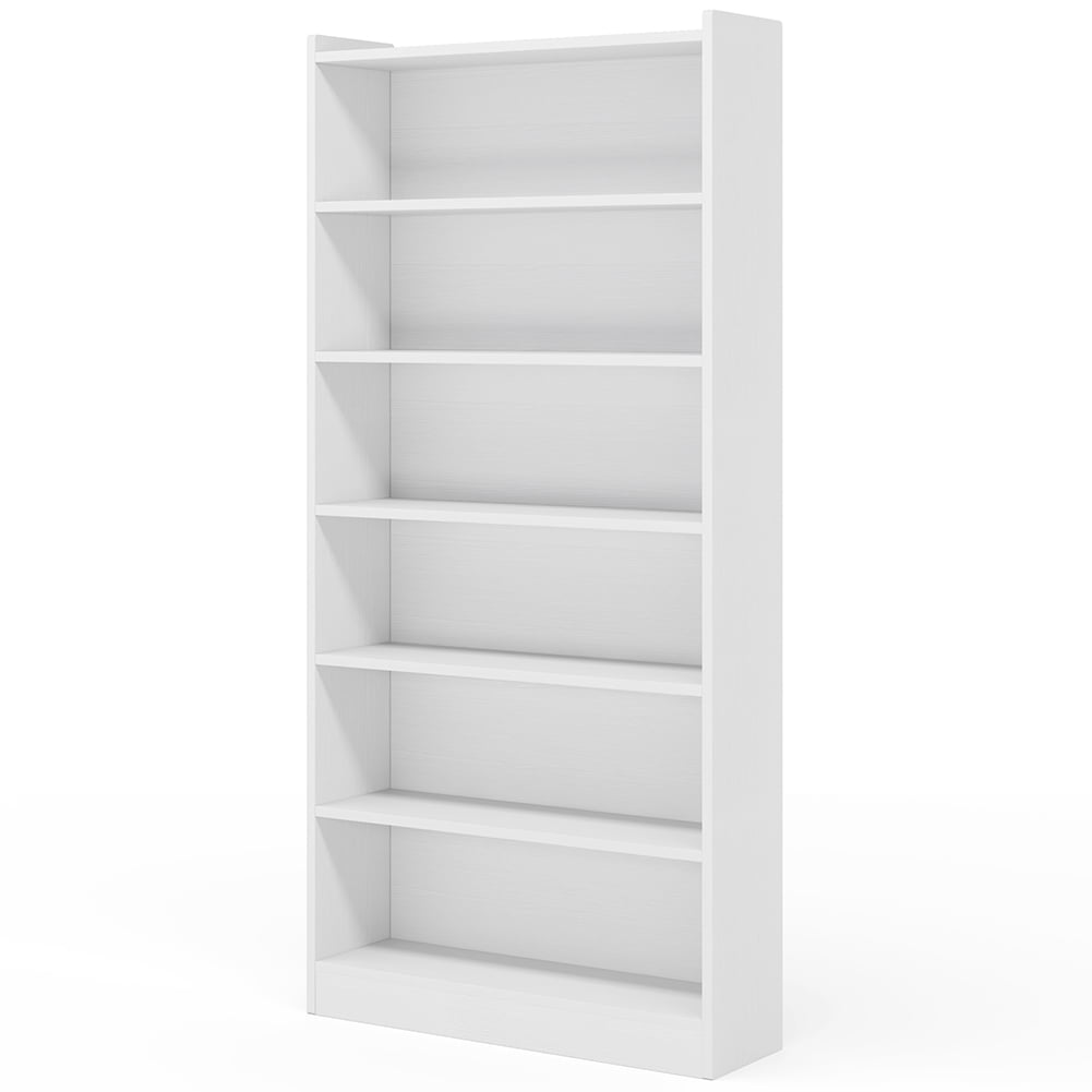 Spaco Wood Bookcase, 72" Tall Bookshelf with 6-Tier Open Storage Shelves, Bookshelf for Indoor, White