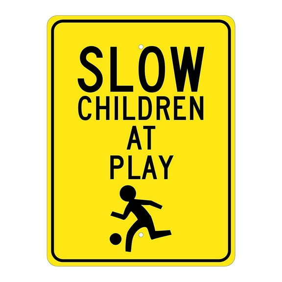 National Marker Reflective "Slow Children At Play" Warning Traffic Control Sign 24" x 18" Aluminum