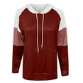 thumbnail image 3 of Pompotops Femmes Patchwork Hoodies T-Shirt Manches Longues Sweat-Shirt Top Chemisier, 3 of 4