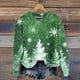 thumbnail image 4 of Cárdigan informal de cuello redondo para mujer, estampado navideño, manga larga, jersey de punto de poliéster para mujer, 4 of 7