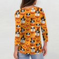thumbnail image 4 of Halloween Womens Shirts Funny 3/4 Sleeve Pullover Spooky Halloween Ghost Pumpkin Printed Tops Horror O Neck T Shirts Three Quarter Length Blouse,4XL, 4 of 7