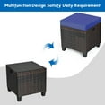 thumbnail image 5 of PINDEE 2 Pieces Outdoor Patio Ottoman, All Weather Rattan Wicker Ottoman Seat, Patio Rattan Furniture, Outdoor Footstool Footrest Seat w/Removable Cushions, Mix Brown + Navy Blue, 5 of 10