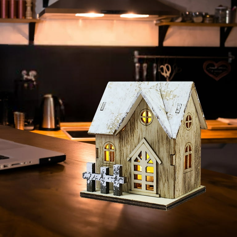Christmas Luminous Wooden House Christmas Decorations for Home DIY Xmas  Ornaments New Year Miniature Christmas Decorations