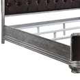 thumbnail image 3 of Benjara Queen Bed with Padded Headboard, Brown and Silver, 3 of 5