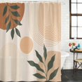 thumbnail image 2 of Bohemian Bathroom Shower Curtains with 12 Hooks Polyester Waterproof Shower Curtain for Stalls and Bathtubs Abstract Boho Circle Striped Leaves Beige Decorative Bathroom Privacy Curtain 36x72 Inches, 2 of 9