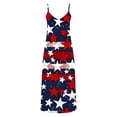 thumbnail image 4 of Uootdi Women Dresses American Flag Print Spaghetti Strap V Neck Maxi Length Loose Fit Lightweight Sundresses Casual Dresses Summer Beach Outfit Gift, 4 of 8