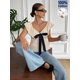 thumbnail image 1 of Blusa De Verano Con Volantes Y Lazo En Color Albaricoque, 1 of 30