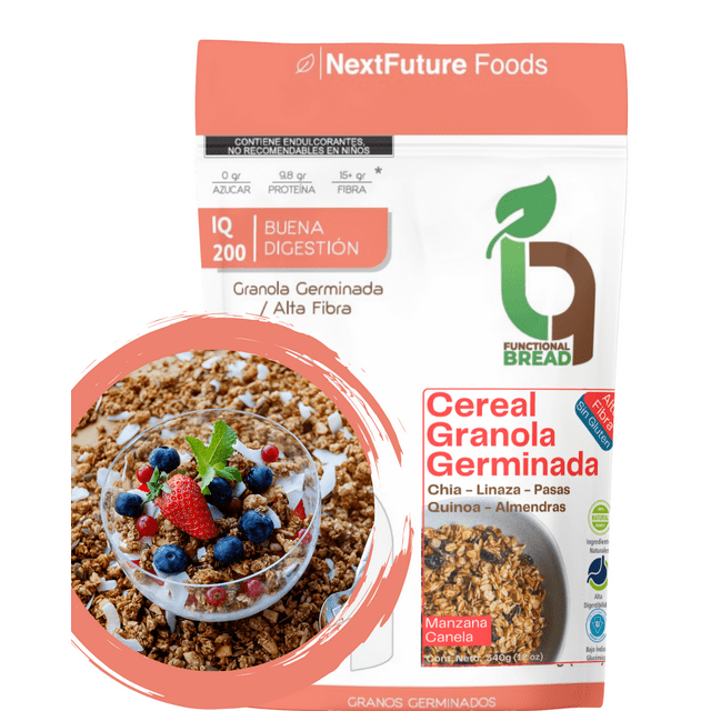 Cereal Granola Germinada SIN GLUTEN- ALTA FIBRA/ Sin Azucar con Fruo Monje y Chí