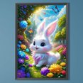 thumbnail image 3 of Pintura de diamante 5D DIY Kit de conejo de taladro redondo completo arte de decoración del hogar 40x60cm blanco, 3 of 9