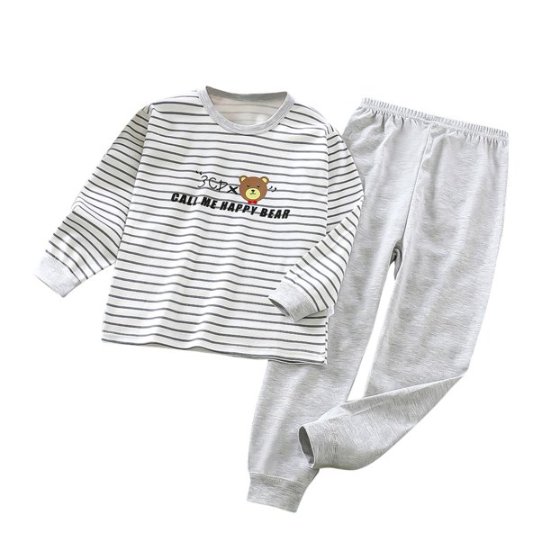 Odeerbi 2-8 Años Niños Niñas Pijama de Algodón Conjuntos Tops de Manga Larga A Rayas Pantalones de Pata Ancha Conjunto de Dos Piezas