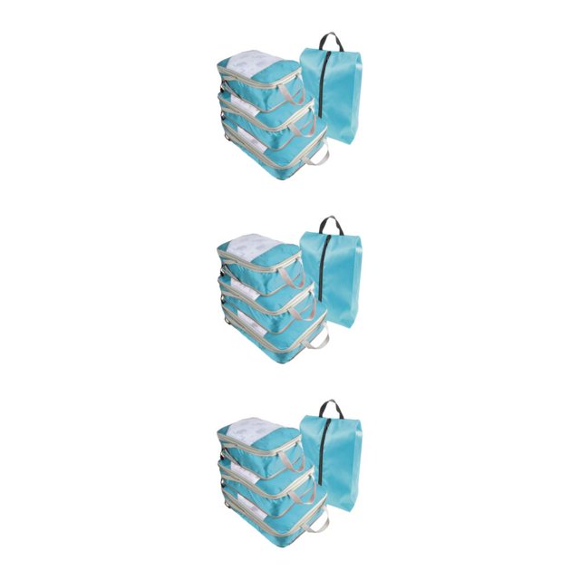 Decodeary 4piece Compression Packing Cubes Set Easy Packing With Multiple Size Options blue 3Set