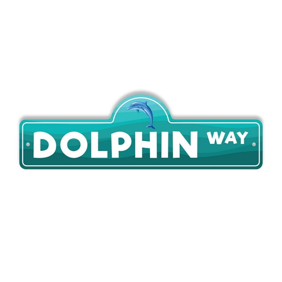 Dolphin Plastic Street Sign - 7 Inch X 20 Inch Gift Marine Animal Ocean Water Wildlife Cute Mammal Nature Swim Beach Aquarium