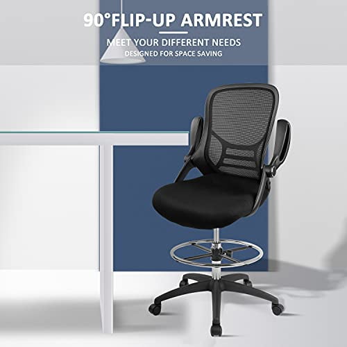 High-Back Mesh Ergonomic Drafting Chair Tall Office Chair Standing