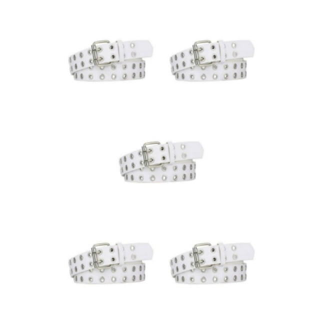 Decodeary Ceinture à Double Boucle Sans Fil en Vrac pour Jeans Femmes Look Soigné Ceinture Fête Punk Robe Blanche 110cm 5Set