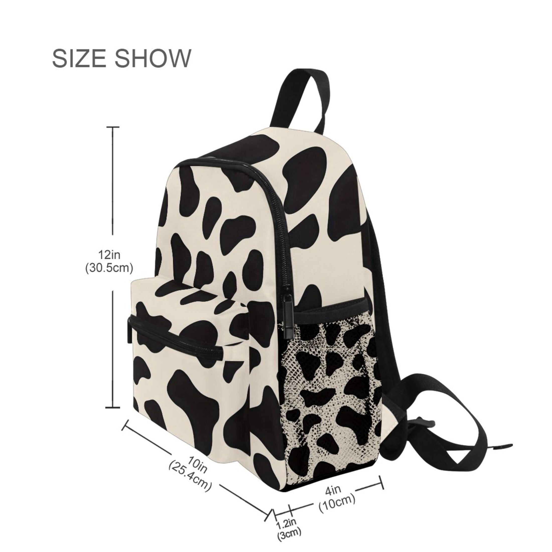 Cow Print Pattern Mini Backpack Cute Small Backpack with Chest Strap and Whistle Ages 3-8