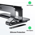 thumbnail image 4 of Soporte Vertical para Laptop Adecuado para escritorio Anchura Ajustable, Aluminio + Silicona, Color Plata, 4 of 9