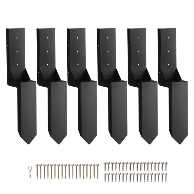 VEVOR Kit de Réparation d'Ancrage de Poteau de Clôture, 6 Piquets de Support de Poteau de Clôture en Acier Robuste Diamètre Intérieur 3.5 X 3.5 Pouces
