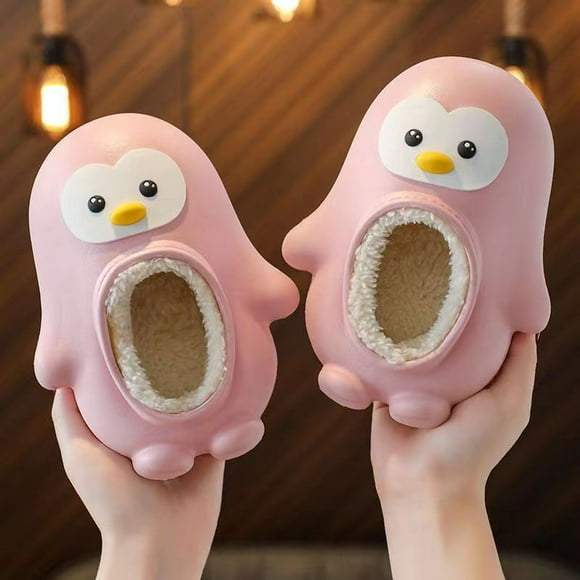Kids Warm Waterproof Non-slip Cute Penguin Slippers Home Shoes Autumn Winter
