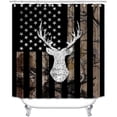 thumbnail image 5 of 4PCS/Set Black Rustic Deer Fabric Shower Curtain, Moose Elk Pine Tree Moon Farmhouse Country Rustic Panel Grey Wooden Board Bathroom Decor, Non-Slip Bathroom Mat Bath Rugs, Silhouette, 5 of 7