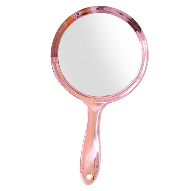 Seitruly Espejo de aumento de maquillaje de cristal para mujer, espejos cosméticos redondos de repuesto para dormitorio con mango de doble cara portátil Pinceles de maquillaje y herramientas Rosado Seitruly BFH000395-02