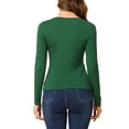thumbnail image 3 of INSPIRE CHIC Women's Solid Ruched Front Scoop Neck Long Sleeve Basic Blouse Tops XL Dark Green, 3 of 6