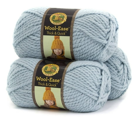 UPC: 0842093101345 | Lion Brand Yarn Wool-Ease Thick and Quick Glacier Classic Super Bulky Acrylic  Wool Multi-color Blue Yarn 3 Pack