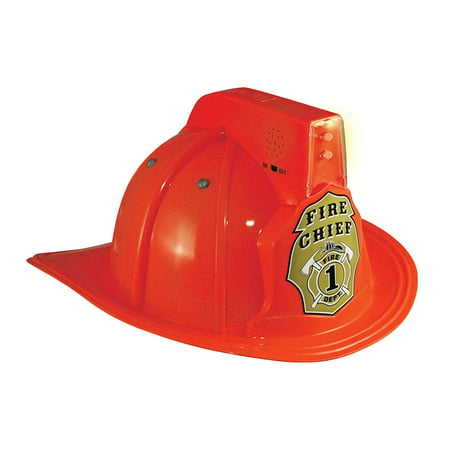 Jr. Fire Fighter Red Helmet w/Lights & Siren Costume Hat Child, Imported By Aeromax Costumes