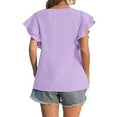 thumbnail image 6 of Ltctricy Blouses for Women Dressy Casual Layered Ruffle Short Sleeve Boat Neck Chiffon Flowy Tops Casual Loose T Shirts, 6 of 6