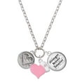 thumbnail image 1 of Delight Jewelry Silvertone Heart Outline - Round Seal - Light Pink Heart Nurse Strong Zoe Necklace, 1 of 4