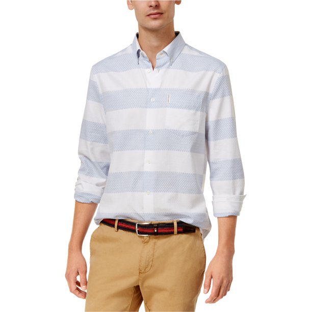 Ben Sherman - Camisa con botones para hombre, ajuste delgado, azul, grande Ben Sherman Botones al frente