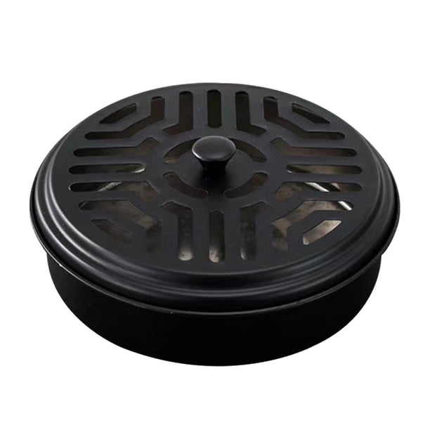Porta bobinas con tapa, porta incienso clásico para terraza, piscina, patio o terraza. Negro