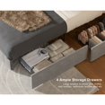 thumbnail image 4 of Full/ Queen Platform Bed Frame with 4 Storage Drawers Adjustable Light Grey - Queen, 4 of 5