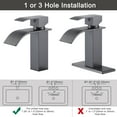 thumbnail image 5 of Wowow Waterfall Bathroom Faucet Grey Faucet for Bathroom Sink Single Handle Mixer Tap Lavatory Vanity Faucet with Deck Plate, 1 or 3 Hole, 5 of 6
