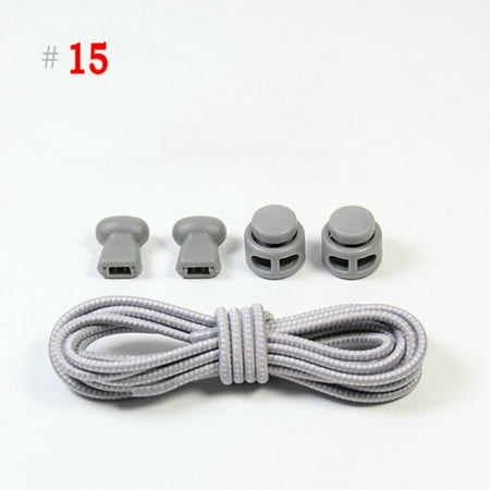 

No Tie Shoe Laces Lazy Elastic Round Shoelaces Lock Adults Kids Sports Trainers