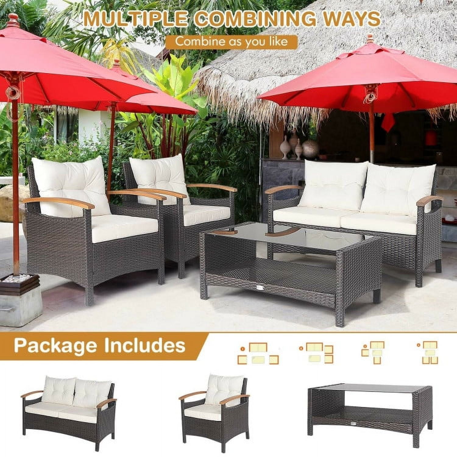 Aimee Lii 3 Pieces Patio Wicker Furniture Set with Storage Table and Protective Cover, Outdoor Patio Furniture, White Aimee Lii 3 Pieces Patio Wicker Furniture Set with Storage Table and Protective Cover, Outdoor Patio Furniture, White