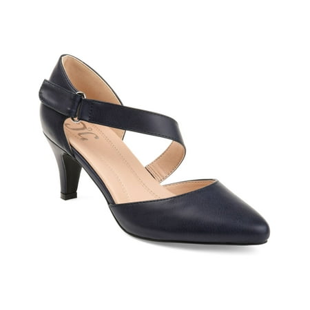 

JOURNEE COLLECTION Womens Navy D orsay Adjustable Asymmetrical Tillis Stiletto Dress Pumps 9 M