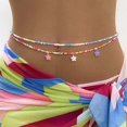 thumbnail image 1 of 1 cadena con colgante de flor para cintura, cuentas de arroz coloridas, cadena para el cuerpo, accesorios elegantes para playa y verano, joyería para mujeres y niñas, 1 of 5