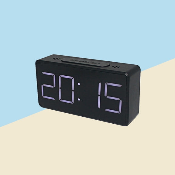 OUNONA Digital LED Mirror Clock with Alarm, Temperature Display, Design for Bedroom or Office