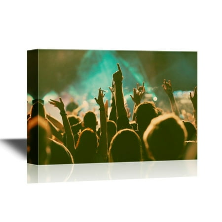 wall26 Concert Crowd Canvas Wall Art - Crowd at Concert - Gallery Wrap Modern Home Decor | Ready to Hang - 24x36 inches
