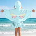 thumbnail image 4 of qolati Girls Swim Cover Up Robe One-Piece Swimsuit Long Sleeve Sun Protection Hooded Jacket Cute Butterfly Full Front Zipper Terry Cloth Absorbent Beach 2-11 Years Light Blue, 4 of 9