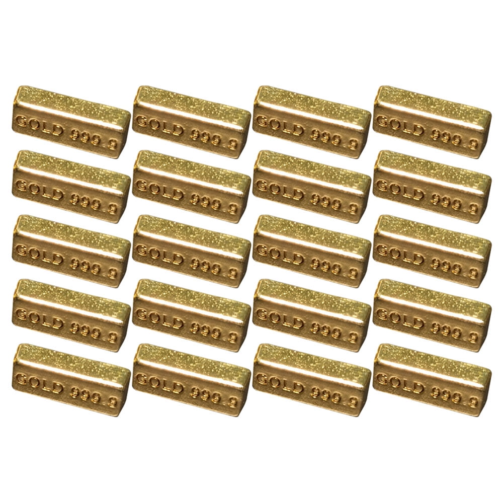 NUOLUX 20pcs Doll House Mini Gold Bar Model Fake Gold Bricks Miniature Gold Bars