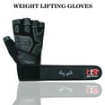 thumbnail image 5 of Weight Lifting Gloves Cowhide Leather Fingerless Padded Long Wrist Support Gym Exercise Powerlifting Gloves Unisex Design Black-L, 5 of 8