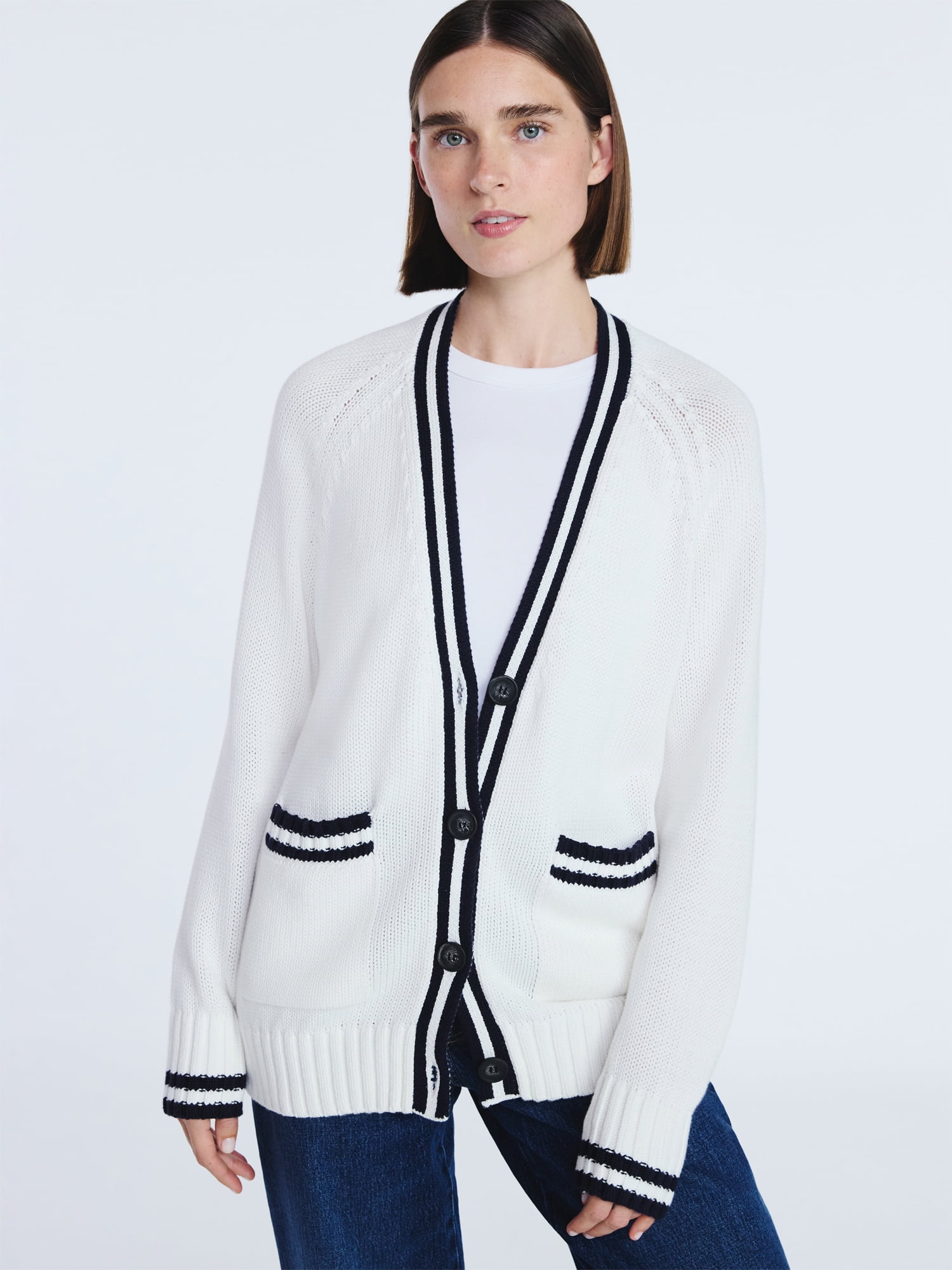 Free Assembly Women's and Women's Plus Cotton Grandpa Cardigan Sweater, Sizes XS-4X
